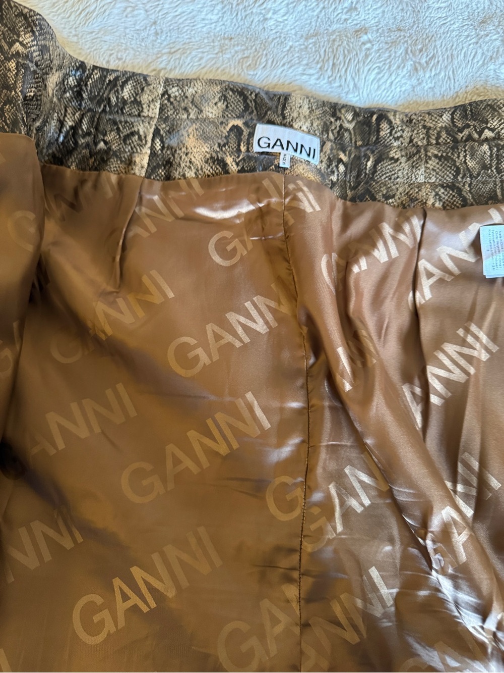 Ganni Brown Snake-Print Midi Skirt - Picture 4 of 7